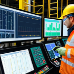 **Image Prompt:** Industrial setting with workers in safety gear, sensors monitoring equipment, and an AI interface displaying risk analysis data, emphasizing proactive safety measures.